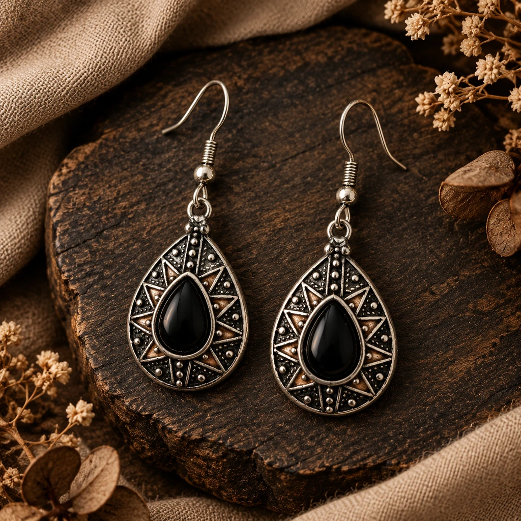 گوشواره آویز مشکی